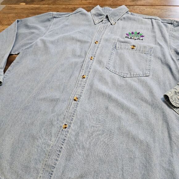 Cobra Chambray Denim Shirt Mens Button Down 100% Cotton Mulberry Bush Graphic - Picture 2 of 10